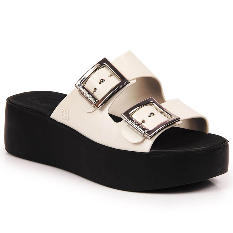 Chanclas de mujer de goma con plataforma Zaxy HH285181 blanco