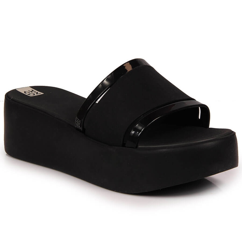 Zapatillas de casa de goma de mujer negras con plataforma Zaxy HH285197 negro