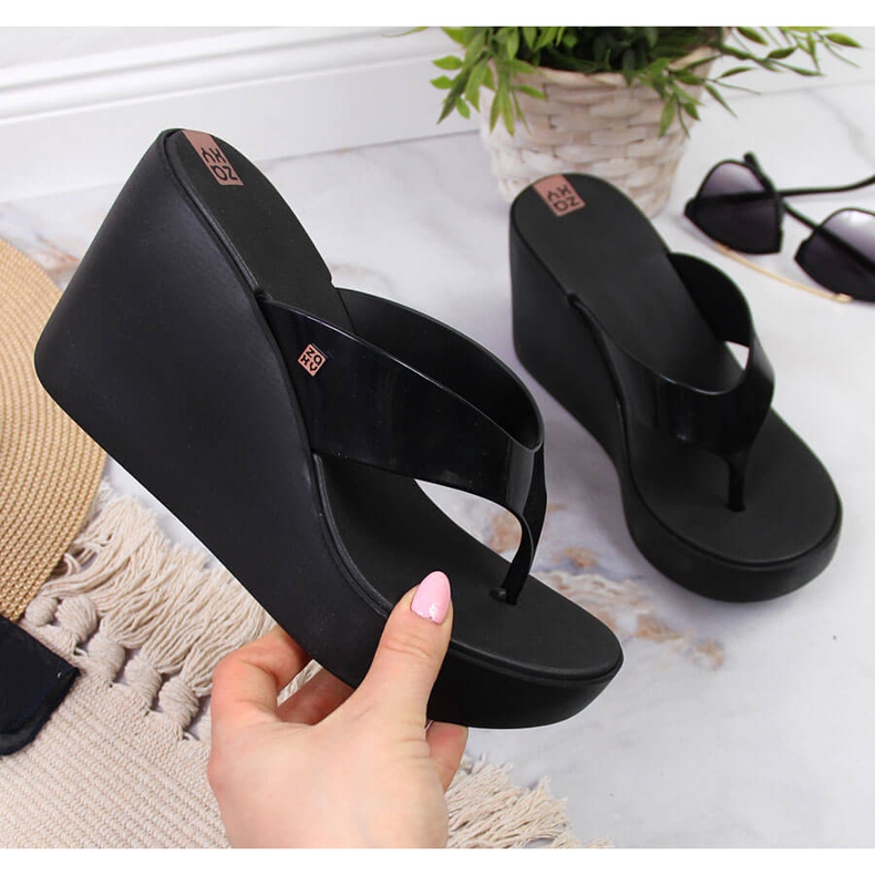 Black Zaxy HH285292 chanclas cuña goma negra negro