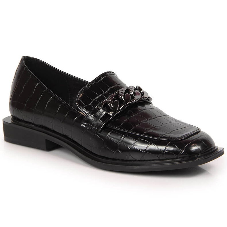 S.Barski Zapatos mujer con cadena croco negro S. Barski