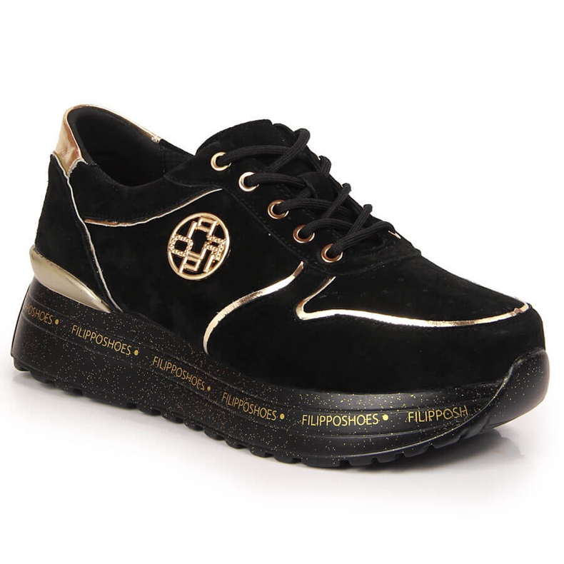 Deportivo de mujer en piel sobre plataforma Filippo negra negro