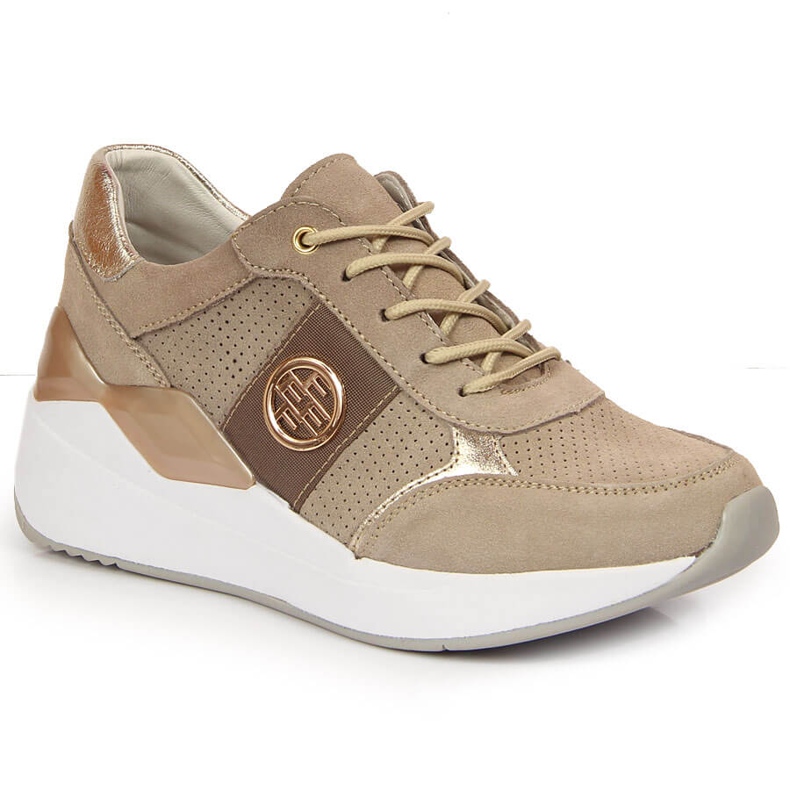 Deportivas de mujer en piel con cuña beige Filippo Deportivas de mujer en piel con cuña beige Filippo