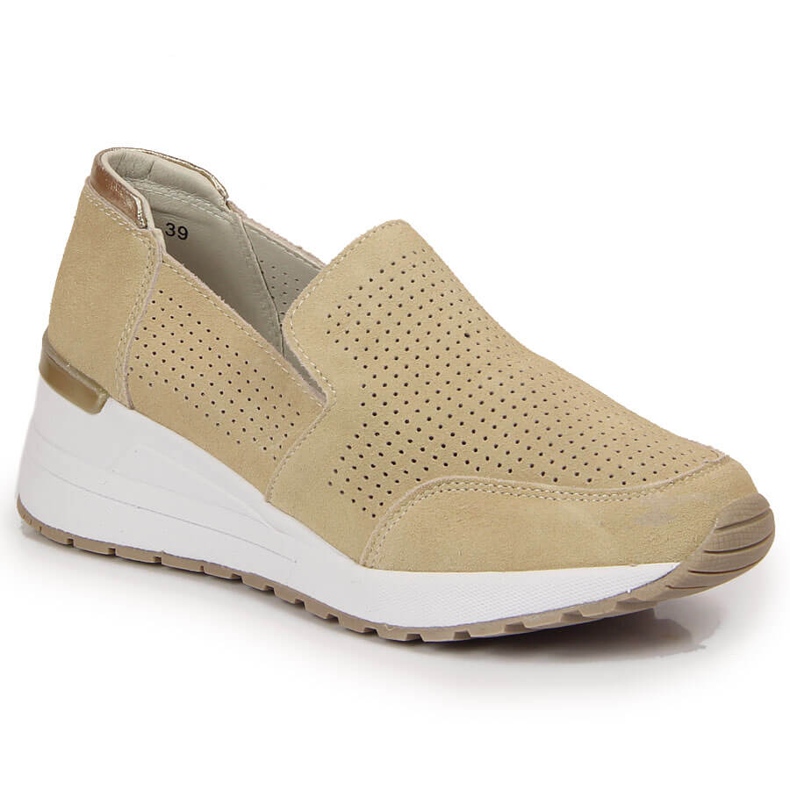 Zapatos cuña de piel beige Filippo
