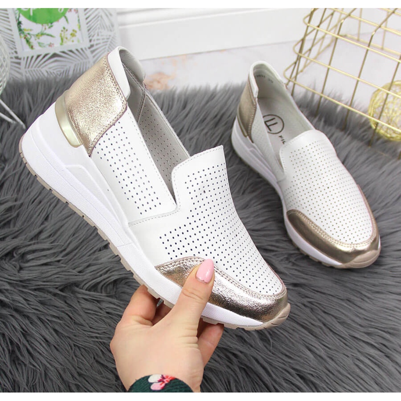 Zapatos cuña de piel, blanco Filippo