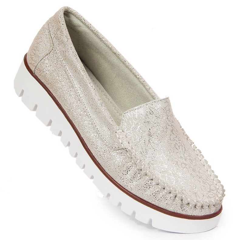Mocasines de piel sobre plataforma Filippo plateada