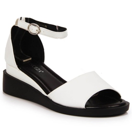 Sandalias de mujer Vinceza blancas con tacón de cuña blanco