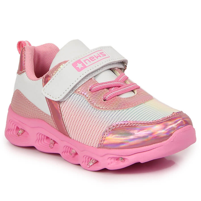 News Deportiva niña suela brillo rosa NOVEDADES blanco rosado
