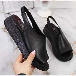 Sandalias negras de mujer en la plataforma Navy Dot negro
