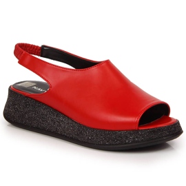 NAVY DOT Sandalias de mujer en la plataforma Red Dot Navy rojo