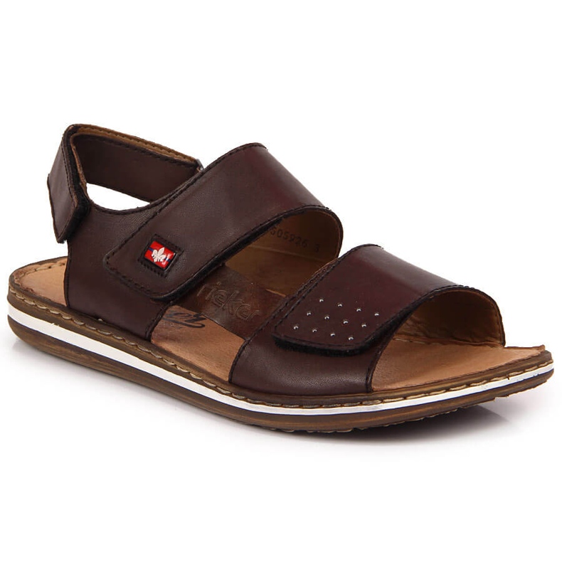 Sandalias de hombre en piel con velcro marrón Rieker 21080-25
