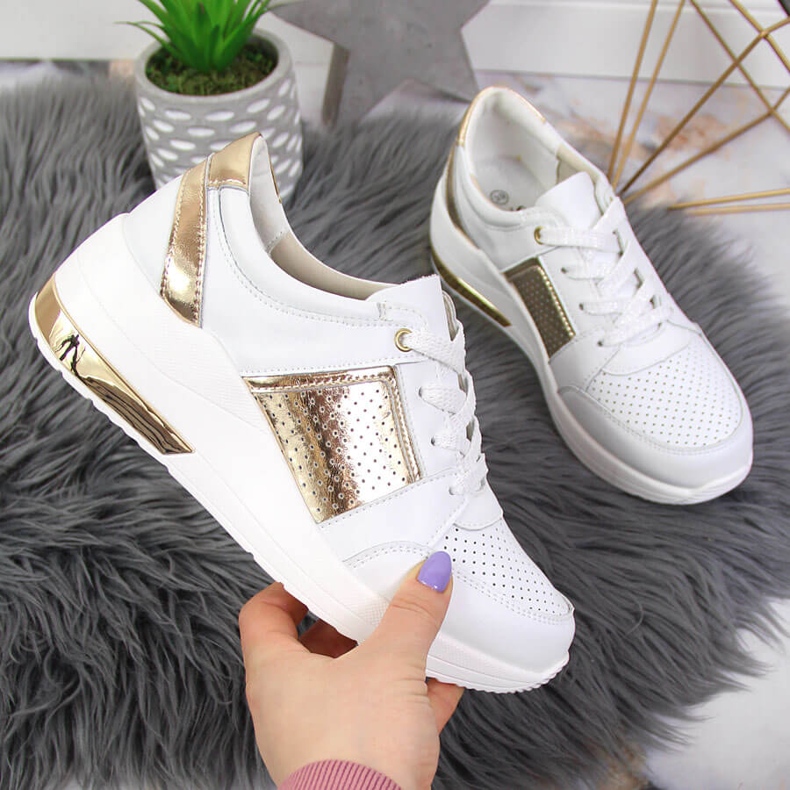 S.Barski Zapatos de mujer en piel con cuñas, blanco S. Barski