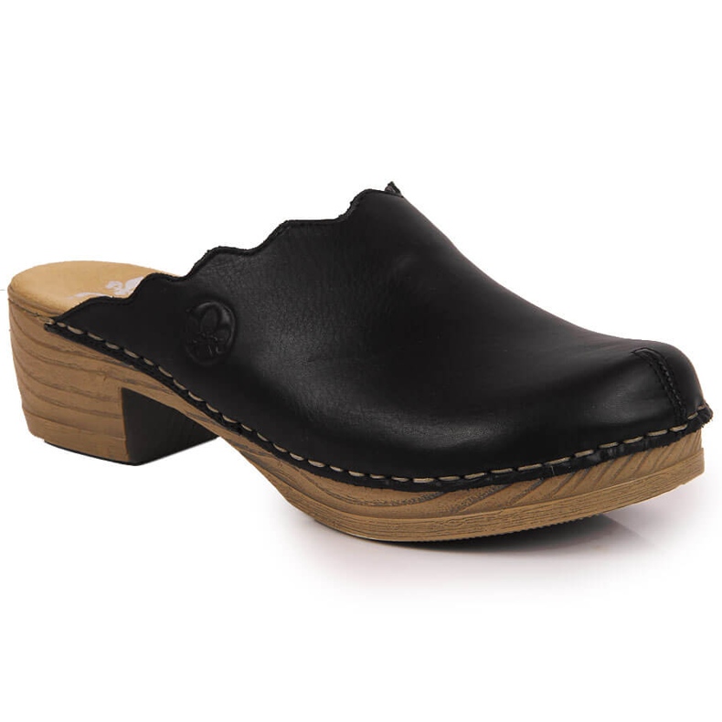 Chanclas Rieker V6844-00 negras de piel para mujer negro