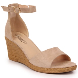 Sandalias cuña Vinceza mujer beige