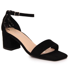 Sandalias de mujer Vinceza negras en el poste negro Sandalias de mujer Vinceza negras en el poste negro