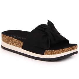 Babuchas de mujer con lazo negro de plataforma Vinceza