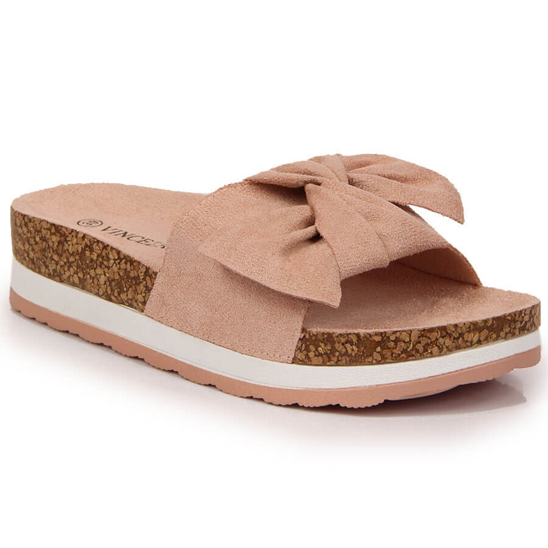 Zapatillas casa mujer con plataforma lazo rosa Vinceza rosado