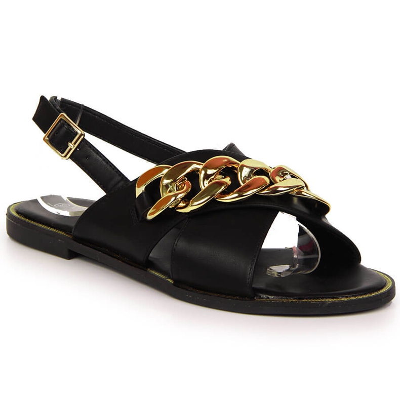 Sandalias de mujer negras con cadena Vinceza negro