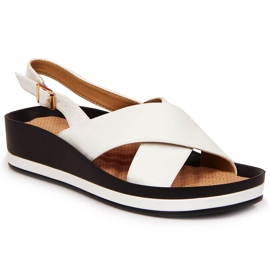 Sandalias de mujer Vinceza blancas con tacón de cuña blanco
