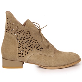 Botines piel serraje calados beige Juma Botines piel serraje calados beige Juma