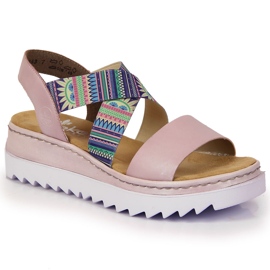 Sandalias de mujer con elásticos de colores Rieker V44G8-30 multicolor