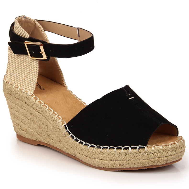 Sandalias mujer alpargatas en cuñas negras eVento negro