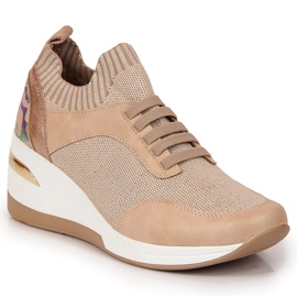 Zapatos brogue de mujer con tacón de cuña sin cordones en rosa empolvado Artiker