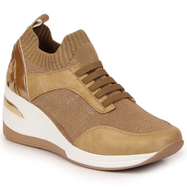 Zapatos brogue de mujer con cuña, sin cordones, beige Artiker