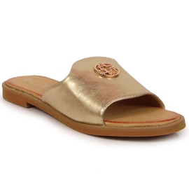 Babuchas de mujer doradas con decoración Filippo dorado
