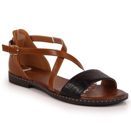 Sandalias mujer, Romanes, marrón y negro Jezzi