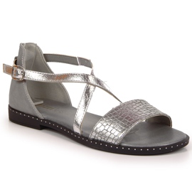 Sandalias mujer, romana, gris plata Jezzi