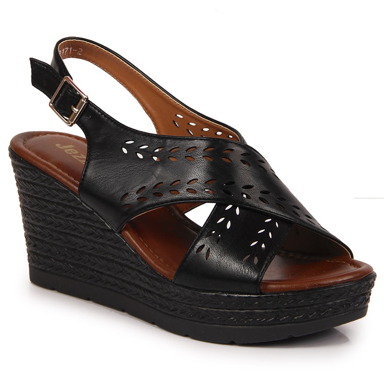 Sandalias mujer cuña negras Jezzi negro
