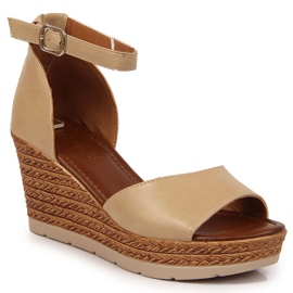 Sandalias mujer beige con cuña Jezzi