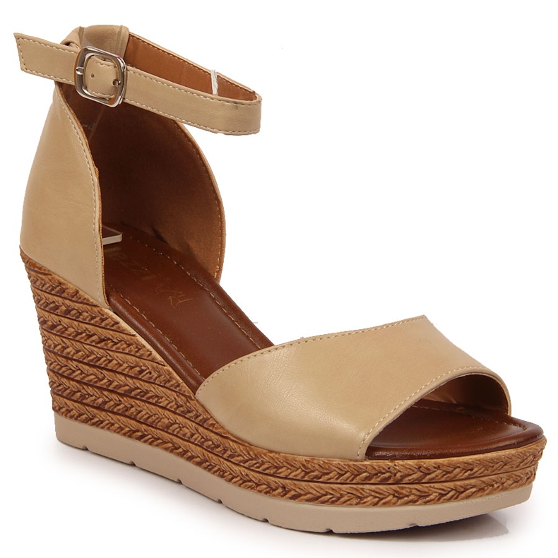 Sandalias mujer beige con cuña Jezzi