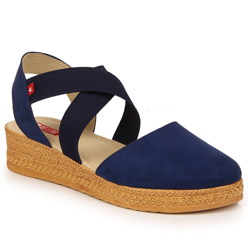 Sandalias de mujer Big Star azul marino con elásticos JJ276037