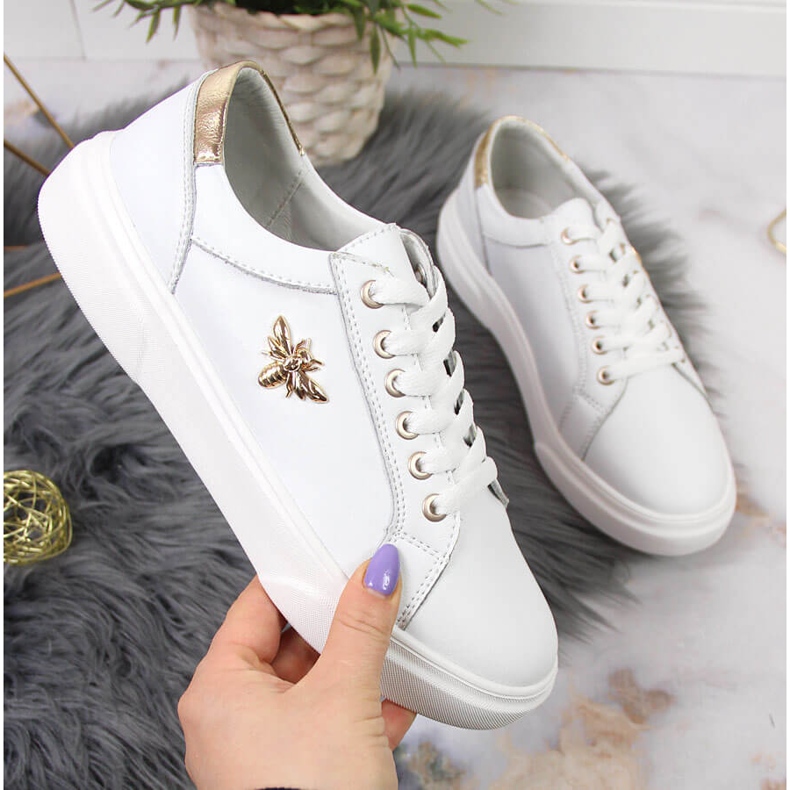Zapatos de mujer de piel con plataforma Vinceza blanca blanco