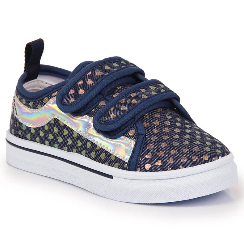 Deportivas de niña con velcro y corazones azul marino Atletico