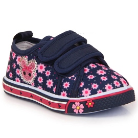 Deportivas atletico azul marino con velcros para niña rosado