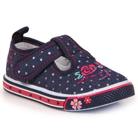 Deportivas de niña con velcro lunares azul marino Atletico