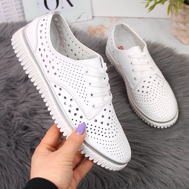 Zapatos mujer Artiker piel calada blanca blanco