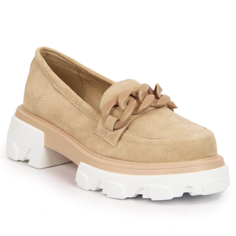 Zapatos de mujer de piel con cadenas beige Filippo