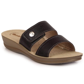 Negro Zapatillas de casa de mujer Inblu negras con velcro