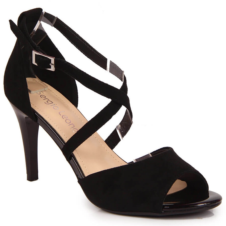Sandalias de mujer Sergio Leone negras con tacón alto negro