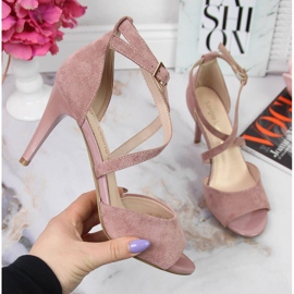 Sandalias de mujer con tacón rosa Sergio Leone