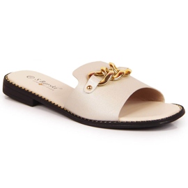 S.Barski Babuchas de mujer doradas con cadena, dorado S. Barski