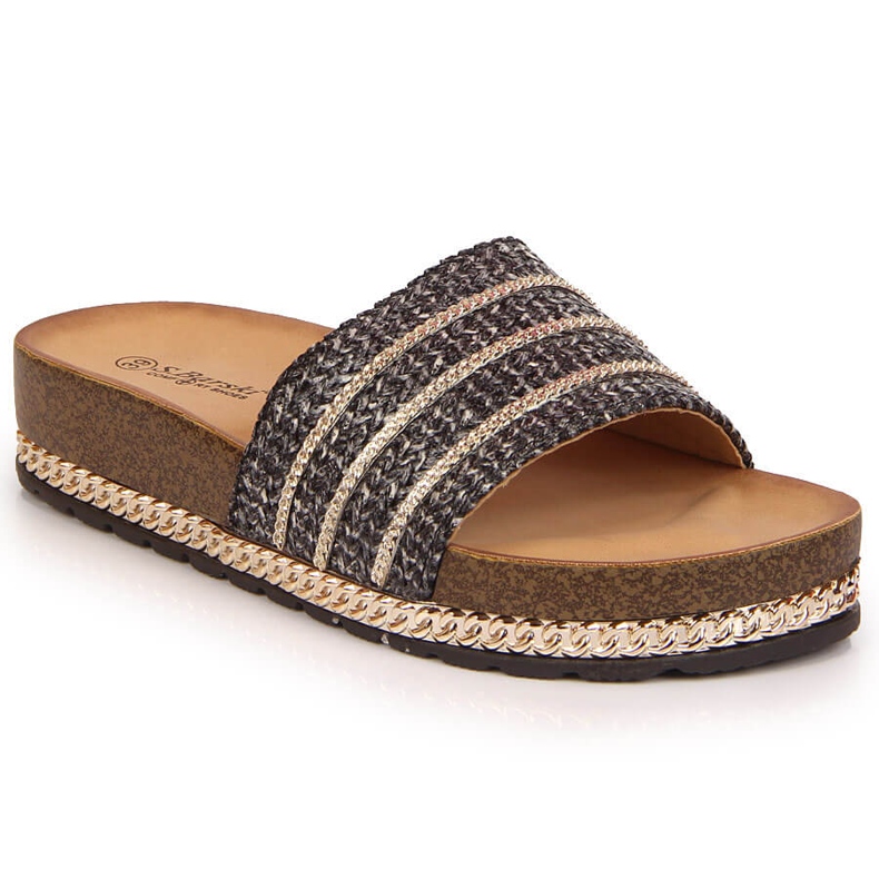 S.Barski Black S. Barski Chanclas negras de mujer con plataforma negro