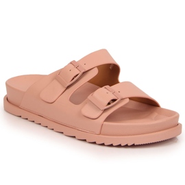 S.Barski Pantuflas de mujer de goma con hebillas rosa brillante S. Barski