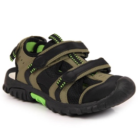 Sandalias de niño American Club kaki con velcros verde