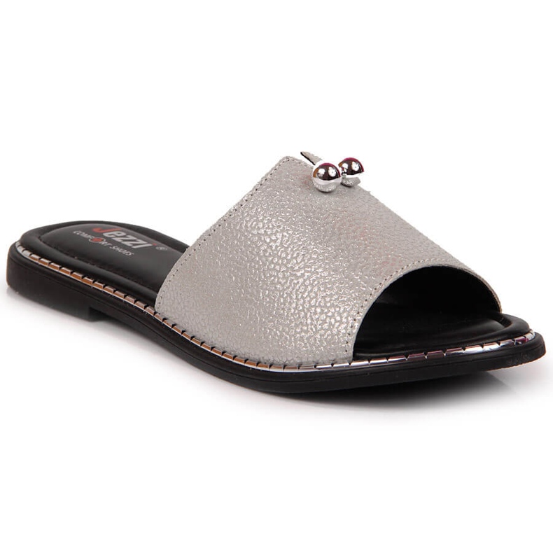 Babucha mujer piel plata Jezzi
