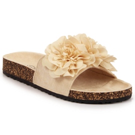 Babuchas mujer beige con flores eVento