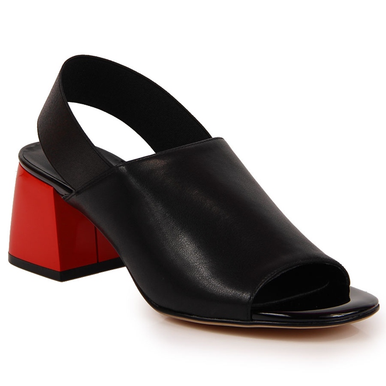 Sandalias mujer Filippo de piel negra con elástico negro